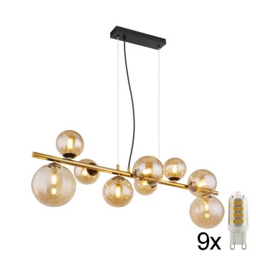 Globo - Suspension filaire LED 9xG9/3W/230V laiton