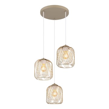 Globo - Suspension sur câble 3xE27/40W/230V beige/blanc