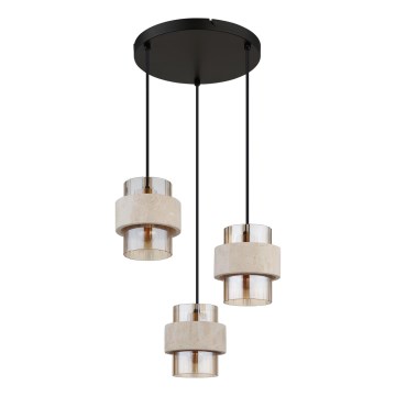 Globo - Suspension sur câble 3xE27/40W/230V travertin