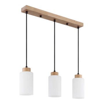Globo - Suspension sur câble 3xE27/60W/230V chêne/blanc