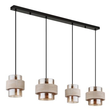 Globo - Suspension sur câble 4xE27/40W/230V en travertin