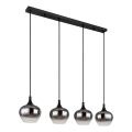 Globo - Suspension sur câble 4xE27/40W/230V noire