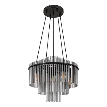 Globo - Suspension sur câble 5xE27/60W/230V noire