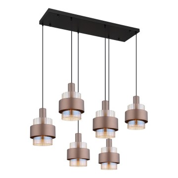 Globo - Suspension sur câble 6xE27/60W/230V marron