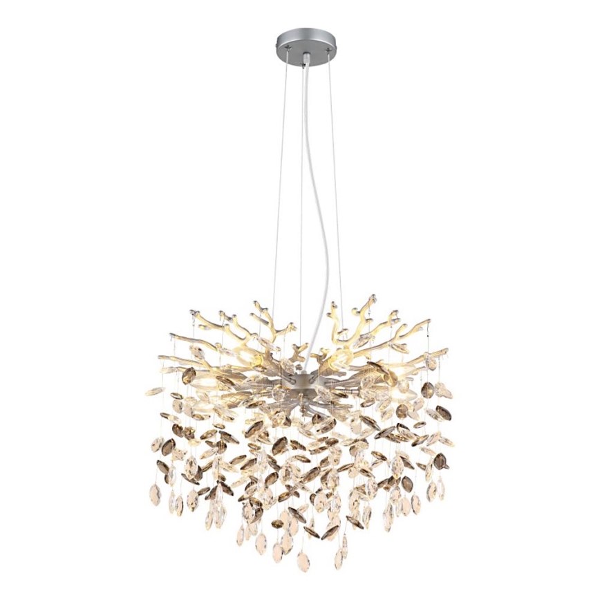 Globo - Suspension sur câble 8xE14/40W/230V argentée