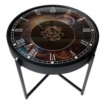 Globo - Table basse Ø 71,5 cm avec horloge intégrée, noire