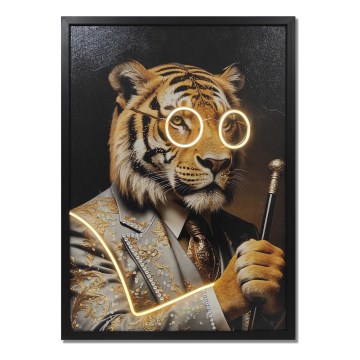 Globo - Tableau décoratif lumineux rechargeable LED/5W/5V, 72x52 cm, 1000 mAh, motif tigre
