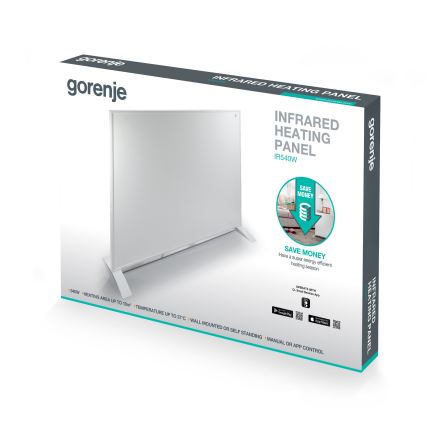 GORENJE IR540W - Panneau infrarouge électrique intelligent 540W avec minuterie, IP44, Wi-Fi, blanc
