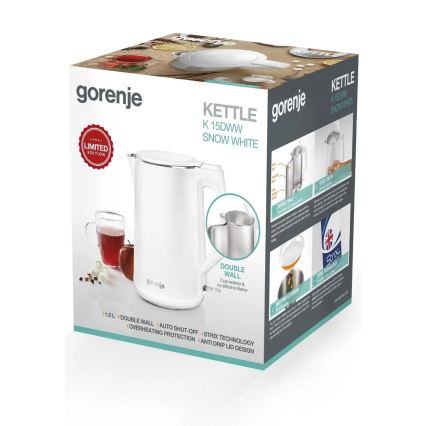 GORENJE K15DWW - Bouilloire électrique 1,5 l 2200 W/230 V blanche