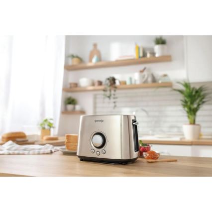 GORENJE T1000E - Grille-pain à deux fentes avec réchauffe-pain 1000W/230V, inox