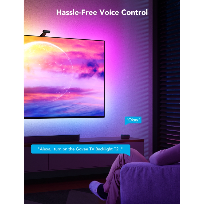 Govee - DreamView T2 DUAL TV 75-85 Rétroéclairage LED intelligent RGBIC Wi-Fi + télécommande