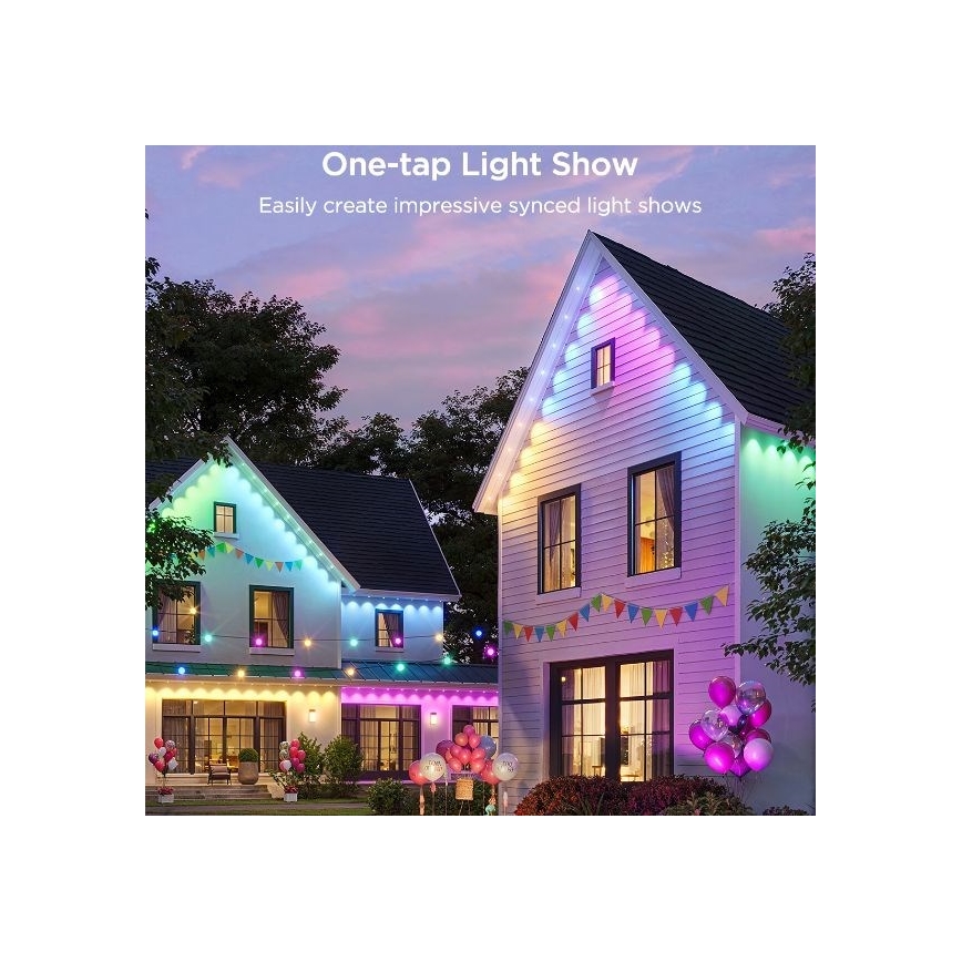 Govee - Guirlande de spots LED RGBIC 30 m, Wi‑Fi, Matter, IP67