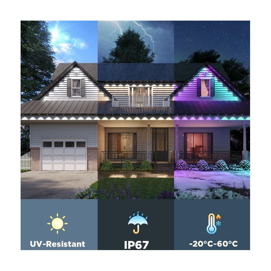 Govee - Guirlande de spots LED RGBIC 30 m, Wi‑Fi, Matter, IP67