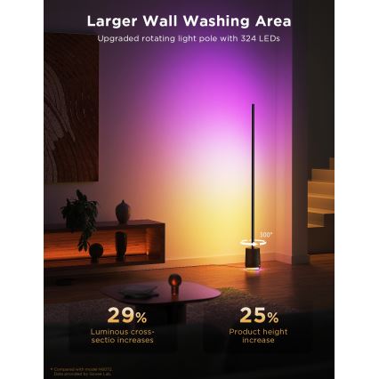 Govee - Lampadaire à intensité variable avec haut-parleur Pro RGBICWW 2200-6500K Wi-Fi + télécommande
