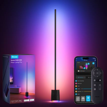 Govee - Lampadaire à intensité variable avec haut-parleur Pro RGBICWW 2200-6500K Wi-Fi + télécommande
