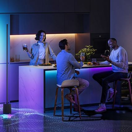 Govee - Lampadaire à intensité variable avec haut-parleur Pro RGBICWW 2200-6500K Wi-Fi + télécommande