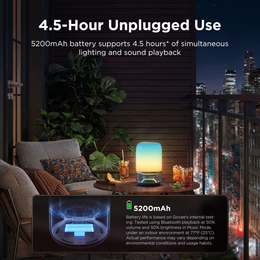 Govee - Lampe de table LED RGBW dimmable avec haut-parleur LED/36W/12V Wi-Fi