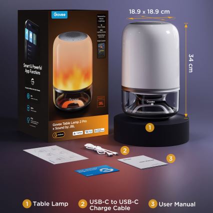 Govee - Lampe de table LED RGBW dimmable avec haut-parleur LED/36W/12V Wi-Fi