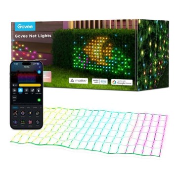 Govee - LED RGBIC Filet lumineux d'extérieur 143x85cm Wi-Fi Matter IP65
