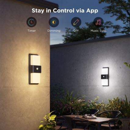 Govee - Applique murale extérieure LED RGBIC dimmable avec capteur MATTER LED/230V IP65 2700-6500K Wi-Fi