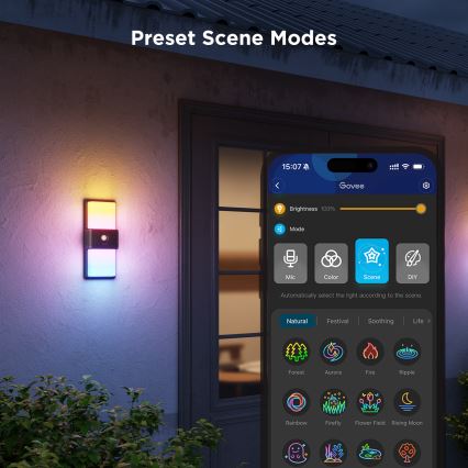 Govee - Applique murale extérieure LED RGBIC dimmable avec capteur MATTER LED/230V IP65 2700-6500K Wi-Fi