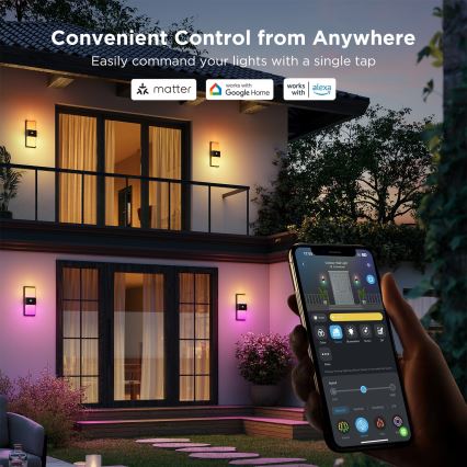 Govee - Applique murale extérieure LED RGBIC dimmable avec capteur MATTER LED/230V IP65 2700-6500K Wi-Fi