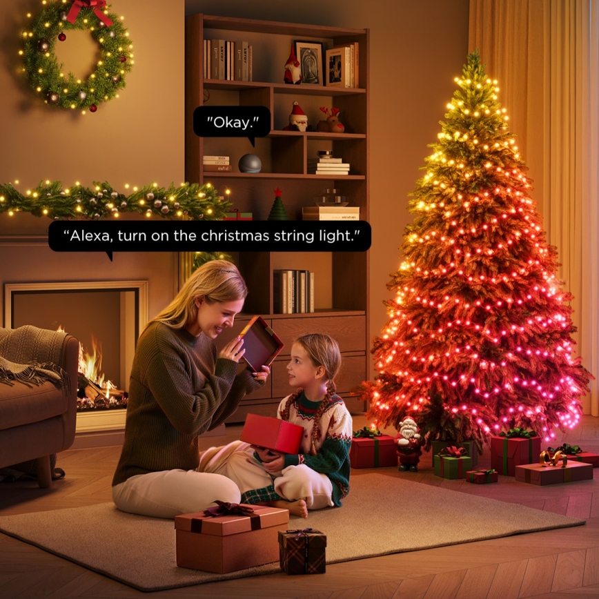 Govee - LED RGBICW guirlande lumineuse de Noël extérieure 2700-6500K 20m Wi-Fi Matter IP65