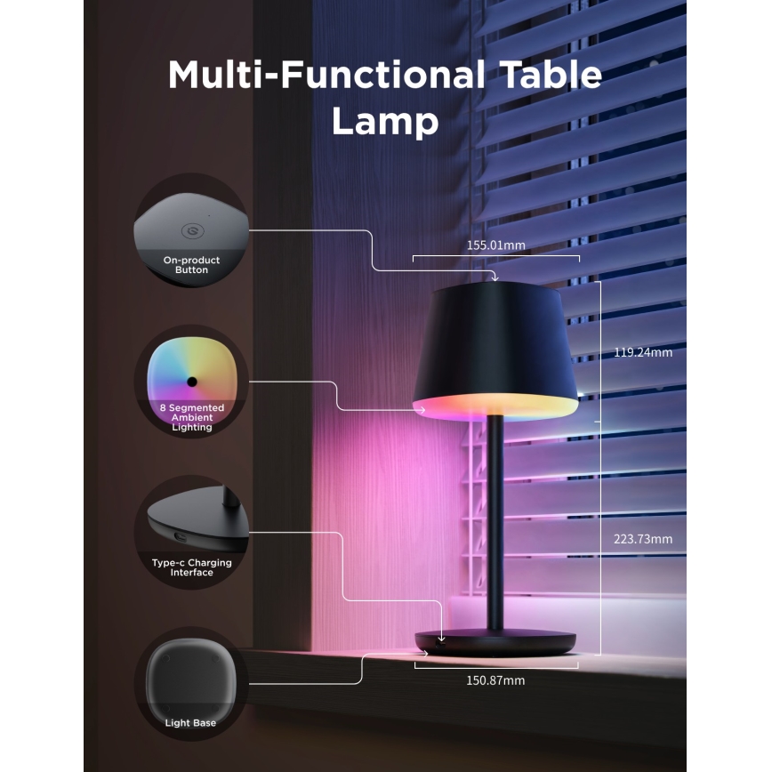Govee - LED RGBICWW Lampe de table à intensité réglable CLASSIC MATTER LED/10W/5V 4800mAh Wi-Fi
