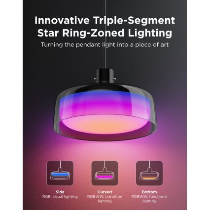 Govee - LED RGBICWW suspension dimmable sur câble LED/21W/230V mat Wi‑Fi