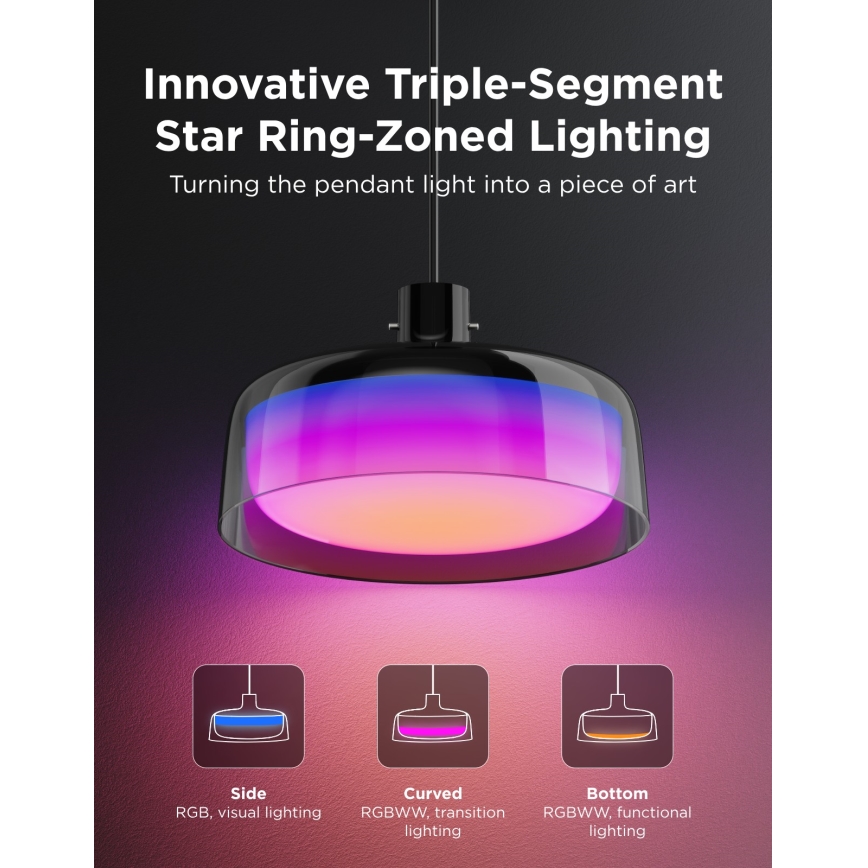 Govee - LED RGBICWW suspension dimmable sur câble LED/21W/230V mat Wi‑Fi