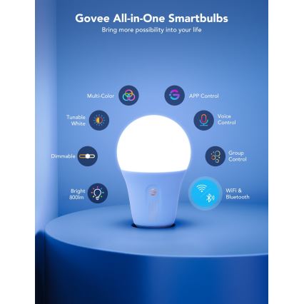 Govee - Ampoule LED RGBWW dimmable Smart MATTER E27/12W/230V 2700-6500K Wi-Fi