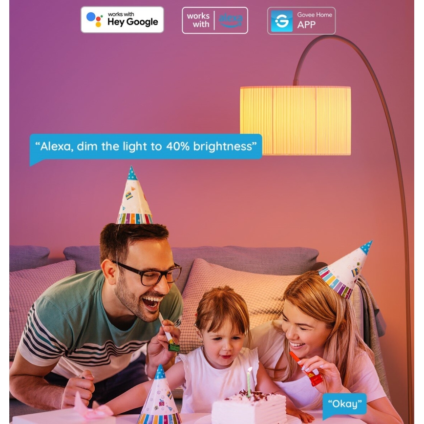 Govee - Ampoule LED RGBWW dimmable Smart MATTER E27/12W/230V 2700-6500K Wi-Fi