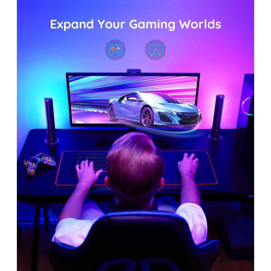 Govee - LOT 2x Flow PRO SMART LED TV & Gaming - RGBICWW Wi-Fi