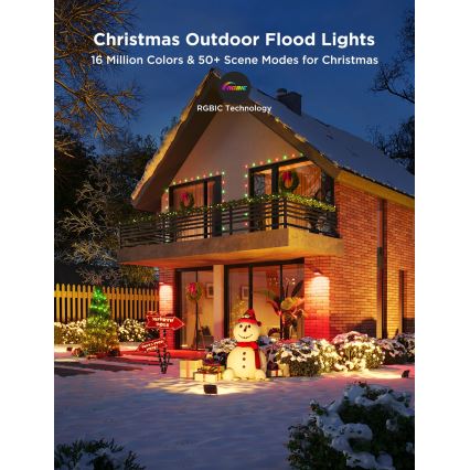 Govee - Lot de 4 projecteurs LED RGBICWW dimmables, 24 W, 230 V, IP66, compatibles Matter et Wi‑Fi