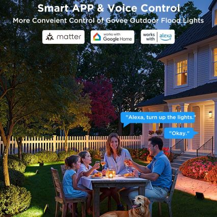 Govee - Lot de 4 projecteurs LED RGBICWW dimmables, 24 W, 230 V, IP66, compatibles Matter et Wi‑Fi
