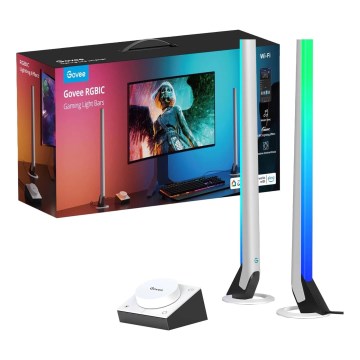 Govee - Pack 2x panneaux LED RGBIC gaming connectés Wi-Fi + Smart Dual blanc + télécommande