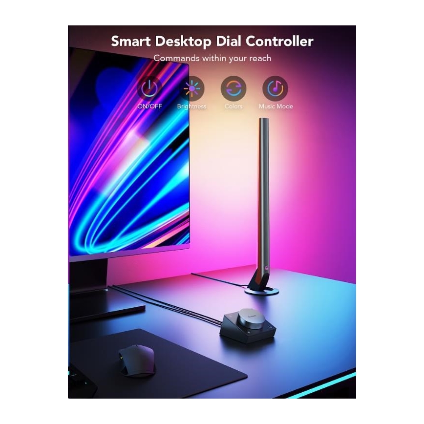 Govee - Lot de 2 panneaux LED RGBIC Smart Gaming Wi-Fi + Smart Dual noir + télécommande