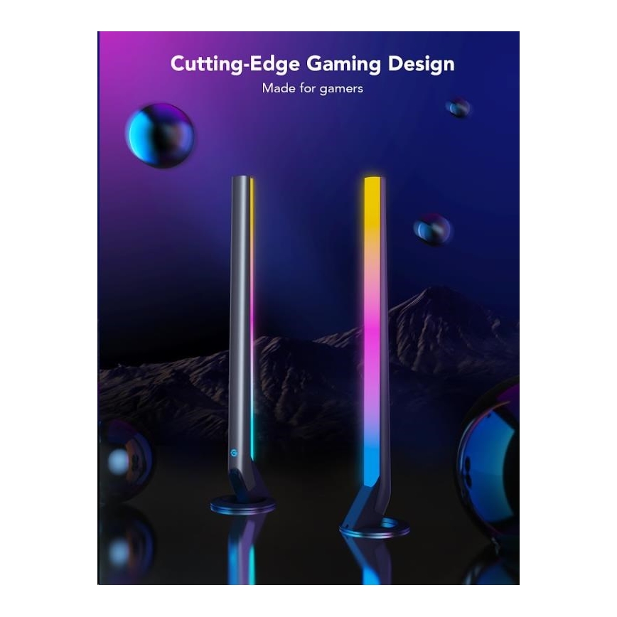 Govee - Lot de 2 panneaux LED RGBIC Smart Gaming Wi-Fi + Smart Dual noir + télécommande