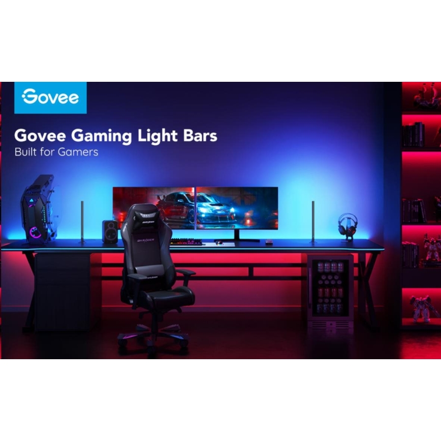 Govee - Lot de 2 panneaux LED RGBIC Smart Gaming Wi-Fi + Smart Dual noir + télécommande
