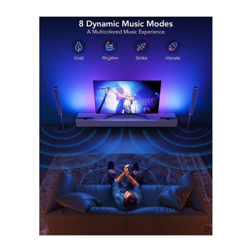 Govee - Panneau LED RGBIC intelligent 38 cm pour TV 43-75 - lot de 2 Wi-Fi