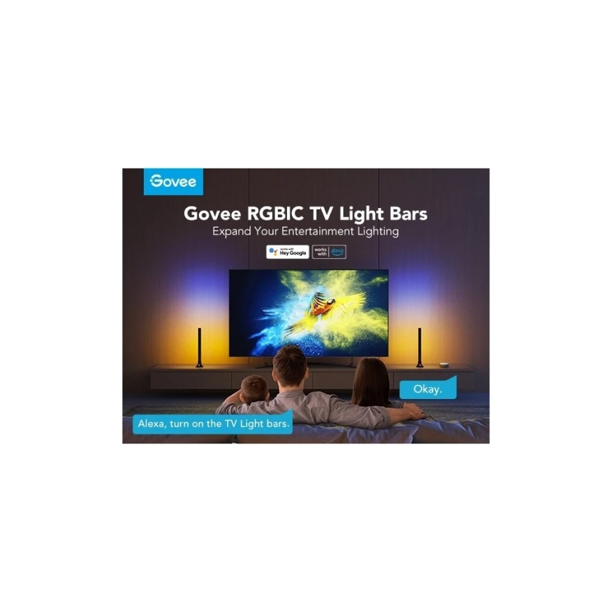 Govee - Panneau LED RGBIC intelligent 38 cm pour TV 43-75 - lot de 2 Wi-Fi