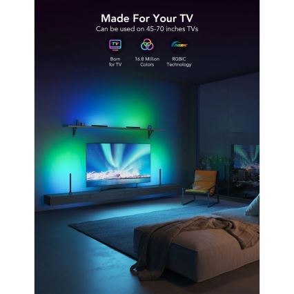 Govee - Panneau LED RGBIC intelligent 38 cm pour TV 43-75 - lot de 2 Wi-Fi
