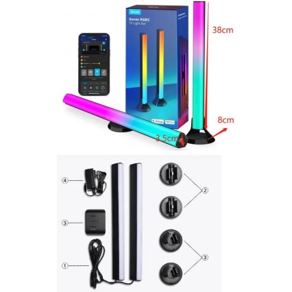 Govee - Panneau LED RGBIC intelligent 38 cm pour TV 43-75 - lot de 2 Wi-Fi