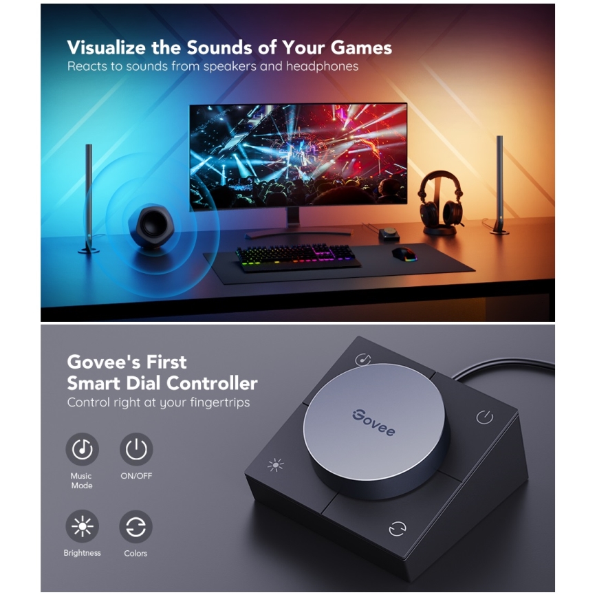 Govee - Panneaux LED gaming Wi‑Fi intelligents + double contrôleur intelligent Blanc Wi‑Fi