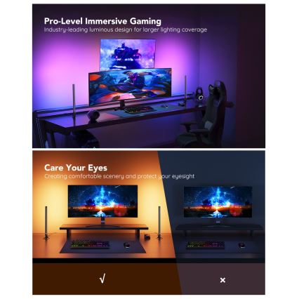 Govee - Panneaux LED gaming Wi‑Fi intelligents + double contrôleur intelligent Blanc Wi‑Fi