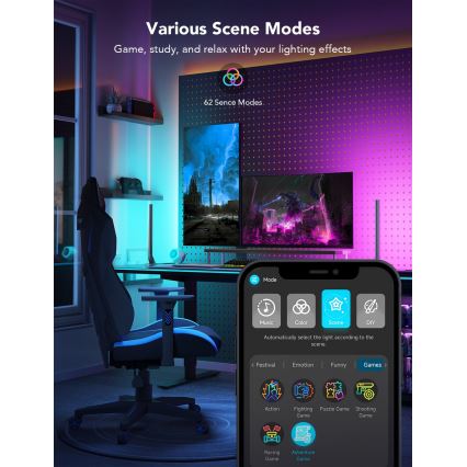 Govee - Panneaux LED gaming Wi‑Fi intelligents + double contrôleur intelligent Blanc Wi‑Fi