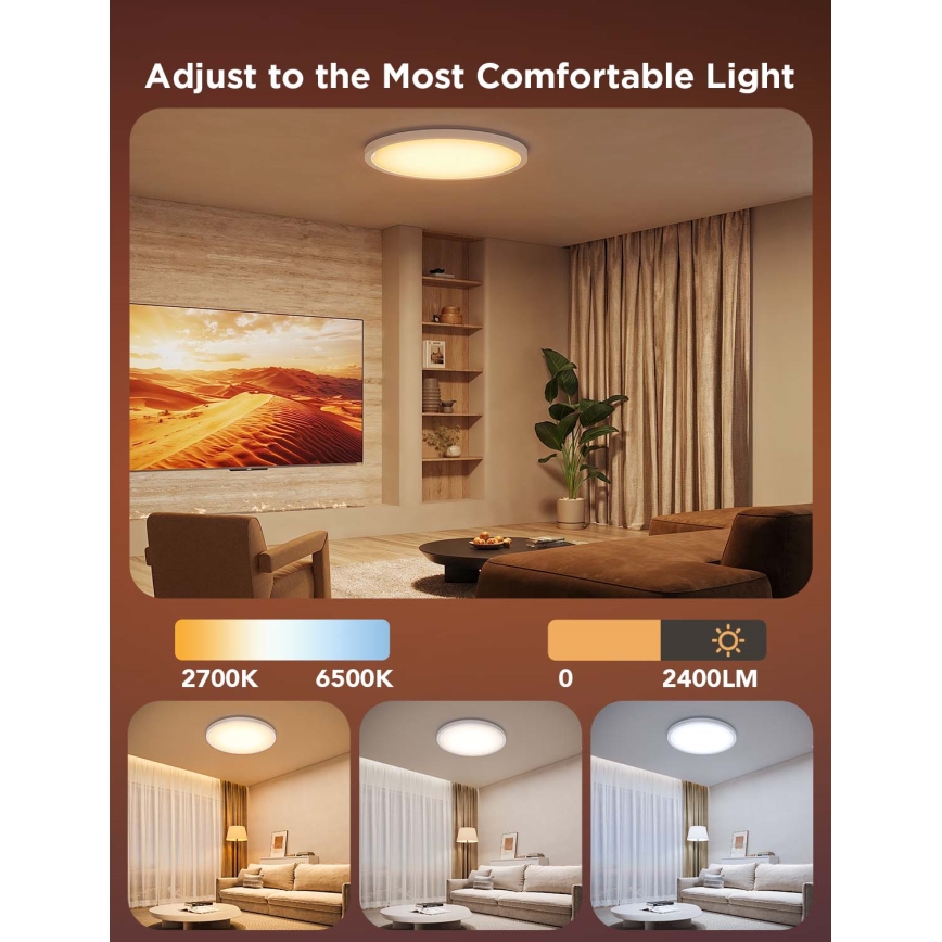 Govee - Plafonnier LED RGBICWW dimmable LED/29W/230V Ø 30 cm finition mate Wi‑Fi