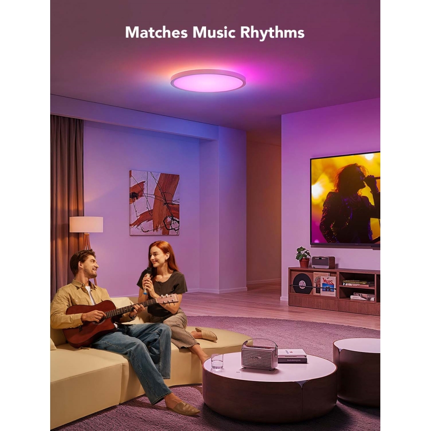 Govee - Plafonnier LED RGBICWW dimmable LED/29W/230V Ø 30 cm finition mate Wi‑Fi