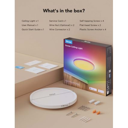 Govee - Plafonnier LED RGBICWW dimmable LED/29W/230V Ø 30 cm finition mate Wi‑Fi