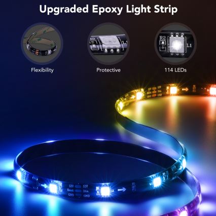 Govee - Rétroéclairage LED intelligent RGBIC Wi-Fi pour TV 55-65